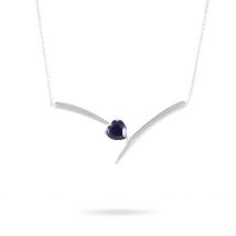 Collier Renaldine Or Blanc Saphir - Pour Femme - Pierre en Saphir de forme Coeur - Motif Cœur - Histoire d'Or