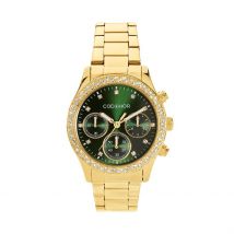 Montre Codhor Julia Vert - Boîtier Jaune - Cadran Vert - Bracelet Doré - Mécanisme en Quartz - Pour Femme - Histoire d'Or