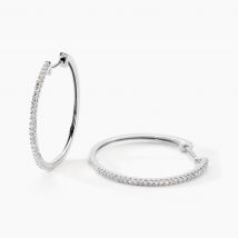 Créoles Aryanna Rondes Or Blanc Diamant - Pour Femme - Pierre en Diamant de forme Ronde - Histoire d'Or