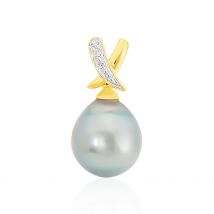 Pendentif Nilma Or Jaune Perle De Culture De Tahiti Et Diamant - Pour Femme - Pierre en Perle tahiti de forme Poire - Motif Goutte - Histoire d'Or