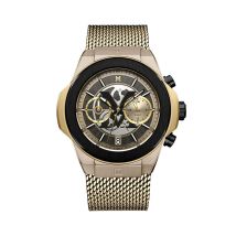 Montre Montignac Round Chrono Champagne - Boîtier Doré - Cadran Champagne - Bracelet Doré - Mécanisme en Quartz - Pour Homme - Histoire d'Or