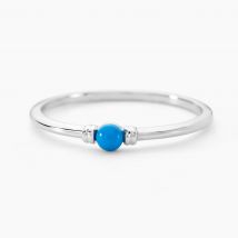 Bague Laelle Argent Blanc Turquoise - Pour Femme - Pierre en Turquoise de forme Ronde - Motif Cercle - Histoire d'Or