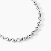 Collier Carrus Maille Grain De Cafe Argent Blanc - Pour Homme - Histoire d'Or