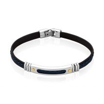 Bracelet Jourdan Cuir Bleu - Pour Homme - Histoire d'Or