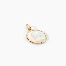 Pendentif Marie Or Jaune Nacre - Pour Famille - Pierre en Nacre de forme Ronde - Motif Vierge - Histoire d'Or