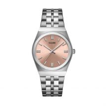 Montre Cluse Retro 70's Rose - Boîtier Blanc - Cadran Rose - Bracelet Argenté - Mécanisme en Quartz - Pour Femme - Histoire d'Or