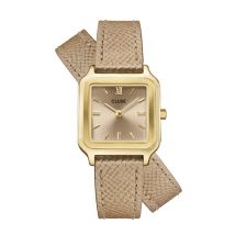 Montre Cluse Gracieuse Petite Beige - Boîtier Jaune - Cadran Tricolore - Bracelet Beige - Mécanisme en Quartz - Pour Femme - Histoire d'Or