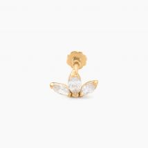 Piercing D'oreilles Asclepias Or Jaune - Pour Femme - Pierre en Oxyde de Zirconium de forme Navette / Marquise - Histoire d'Or