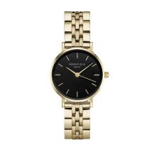 Montre Rosefield The Small Edit Noir - Boîtier Jaune - Cadran Noir - Bracelet Doré - Mécanisme en Quartz - Pour Femme - Histoire d'Or