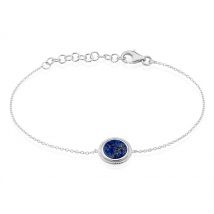 Bracelet Argent Zea Lapis Lazulis - Pour Femme - Pierre en Lapis lazuli de forme Ronde - Motif Cercle - Histoire d'Or