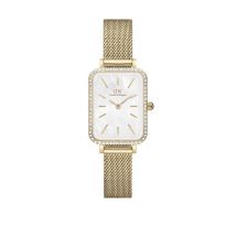 Montre Daniel Wellington Quadro Nacre Blanche - Boîtier Jaune - Cadran Bicolore - Bracelet Doré - Mécanisme en Quartz - Pour Femme - Histoire d'Or
