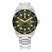 Montre Tommy Hilfiger Th 85 Auto Vert - Boîtier Blanc - Cadran Vert - Bracelet Argenté - Mécanisme en Automatique - Pour Homme - Histoire d'Or