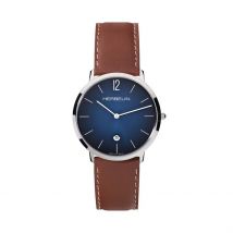 Montre Herbelin City Bleu - Boîtier Blanc - Cadran Blanc - Bracelet Marron - Mécanisme en Quartz - Pour Homme - Histoire d'Or