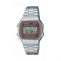 Montre Casio Collection Vintage - Boîtier Blanc - Cadran Marron - Bracelet Argenté - Mécanisme en Quartz - Pour Famille - Histoire d'Or