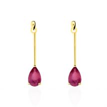 Boucles D'oreilles Pendantes Goutte Or Jaune Rubis - Pour Femme - Pierre en Rubis de forme Poire - Motif Goutte - Histoire d'Or