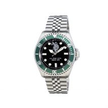 Montre U.s. Polo Assn. Noir - Boîtier Blanc - Cadran Noir - Bracelet Argenté - Mécanisme en Quartz - Pour Famille - Histoire d'Or