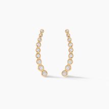 Boucles D'oreilles Grimpantes Plaqué Or Jaune Nazeli Oxyde - Pour Femme - Pierre en Oxyde de Zirconium de forme Ronde - Histoire d'Or