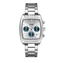 Montre Cluse Quartaut Chrono Argenté - Boîtier Blanc - Cadran Argenté - Bracelet Argenté - Mécanisme en Quartz - Pour Homme - Histoire d'Or