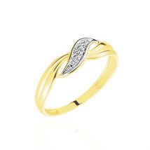 Bague Amayas Or Bicolore Diamant - Pour Femme - Pierre en Diamant de forme Ronde - Motif Vague - Histoire d'Or