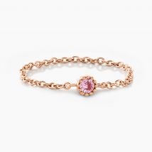 Bague Chaine Rio Selaron Argent Rose Oxyde De Zirconium - Pour Femme - Pierre en Oxyde de Zirconium de forme Ronde - Motif Cercle - Histoire d'Or