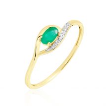 Bague Emotion Or Jaune Emeraude Diamant - Pour Femme - Pierre en Emeraude de forme Ovale - Motif Ovale - Histoire d'Or