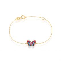 Bracelet Sulivia Papillon Or Jaune - Pour Enfant - Pierre en Smalto de forme Ronde - Motif Papillon - Histoire d'Or