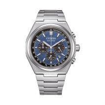 Montre Citizen Super Titanium 42.5 Bleu - Boîtier Argenté - Cadran Bleu - Bracelet Argenté - Mécanisme en Quartz - Pour Homme - Histoire d'Or