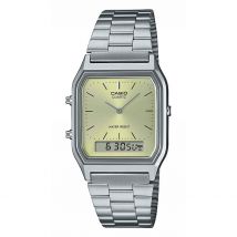 Montre Casio Collection Jaune - Boîtier Blanc - Cadran Jaune - Bracelet Argenté - Mécanisme en Quartz - Pour Famille - Histoire d'Or