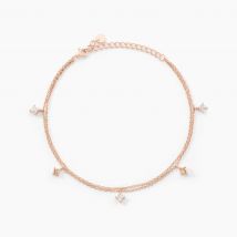 Chaîne De Cheville Heidi Argent Rose Oxyde De Zirconium - Pour Femme - Pierre en Oxyde de Zirconium de forme Carré - Motif Carrée - Histoire d'Or