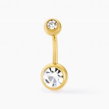 Piercing De Nombril Santuzza Acier Doré Verre - Pour Femme - Pierre en Verre de forme Ronde - Histoire d'Or