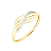 Bague Ester Or Jaune Diamant - Pour Femme - Pierre en Diamant de forme Ronde - Motif Vague - Histoire d'Or