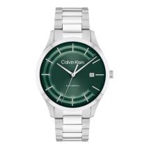 Montre Calvin Klein Iconic Automatic Vert - Boîtier Blanc - Cadran Vert - Bracelet Argenté - Mécanisme en Automatique - Pour Homme - Histoire d'Or