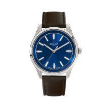 Montre Orlam Cadence Bleu London - Boîtier Argenté - Cadran Bleu london - Bracelet Marron - Mécanisme en Quartz - Pour Homme - Histoire d'Or