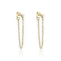 Boucles D'oreilles Pendantes Plaqué Or Lienard Oxydes De Zirconium - Pour Femme - Pierre en Oxyde de Zirconium de forme Ronde - Histoire d'Or