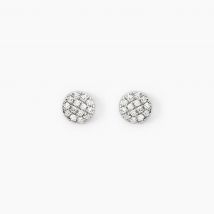 Boucles D'oreilles Puces Teani Or Blanc Diamant - Pour Femme - Pierre en Diamant de forme Ronde - Histoire d'Or