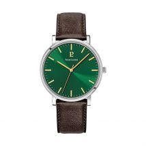 Montre Pierre Lannier Essential Vert - Boîtier Blanc - Cadran Vert - Bracelet Marron - Mécanisme en Quartz - Pour Homme - Histoire d'Or
