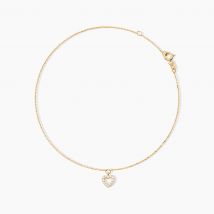 Chaîne De Cheville Samanta Or Jaune Oxyde De Zirconium - Pour Femme - Pierre en Oxyde de Zirconium de forme Ronde - Motif Cœur - Histoire d'Or