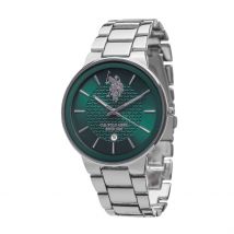 Montre U.S. Polo - Boîtier - Cadran Vert - Bracelet Argenté - Mécanisme en Quartz - Pour Famille - Histoire d'Or