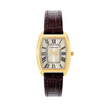 Montre Codhor Agathe Doré - Boîtier Jaune - Cadran Champagne - Bracelet Marron - Mécanisme en Quartz - Pour Femme - Histoire d'Or