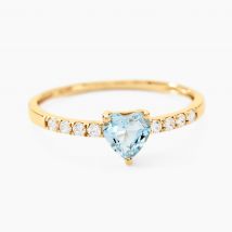 Bague Love Ring Or Jaune Topaze Oxyde De Zirconium - Pour Femme - Pierre en Topaze de forme Coeur - Motif Cœur - Histoire d'Or