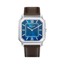 Montre Orlam Heritage Bleu London - Boîtier Argenté - Cadran Bleu london - Bracelet Marron - Mécanisme en Quartz - Pour Homme - Histoire d'Or