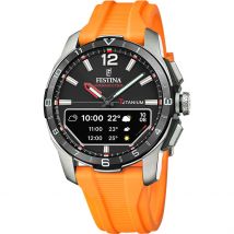 Montre Connectée Festina Connected Noir - Boîtier Blanc - Cadran Noir - Bracelet Orange - Mécanisme en Hybride - Pour Famille - Histoire d'Or