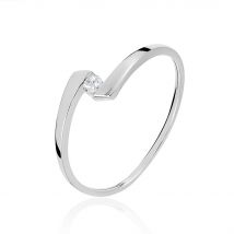 Bague Or Blanc Diamant - Pour Femme - Pierre en Diamant de forme Ronde - Histoire d'Or