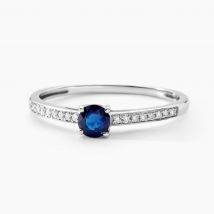 Bague Hardy Or Blanc Saphir Diamant - Pour Femme - Pierre en Saphir de forme Ronde - Histoire d'Or