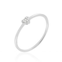 Bague Accumulation Coeur Argent Blanc Oxyde De Zirconium - Pour Femme - Histoire d'Or