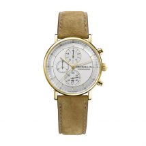 Montre Herbelin Inspiration Blanc - Boîtier Jaune - Cadran Blanc - Bracelet Marron - Mécanisme en Quartz - Pour Homme - Histoire d'Or