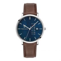 Montre Pierre Lannier Data Bleu - Boîtier Blanc - Cadran Blanc - Bracelet Marron - Mécanisme en Quartz - Pour Homme - Histoire d'Or