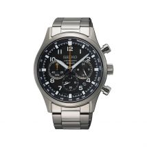 Montre Seiko Sport Noir - Boîtier Blanc - Cadran Noir - Bracelet Argenté - Mécanisme en Quartz - Pour Homme - Histoire d'Or
