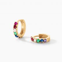 Creoles Andgelina Or Jaune Oxydes De Zirconium - Pour Femme - Pierre en Oxyde de Zirconium de forme Ronde - Histoire d'Or