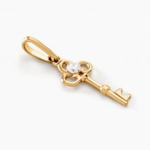 Pendentif Kees Or Jaune Oxyde De Zirconium - Pour Femme - Pierre en Oxyde de Zirconium de forme Ronde - Motif Clé - Histoire d'Or